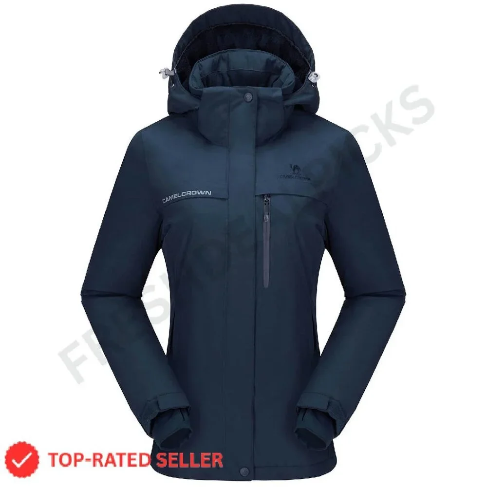Waterproof Ski Jacket Detachable Hood Windproof Fleece Parka Winter Coat